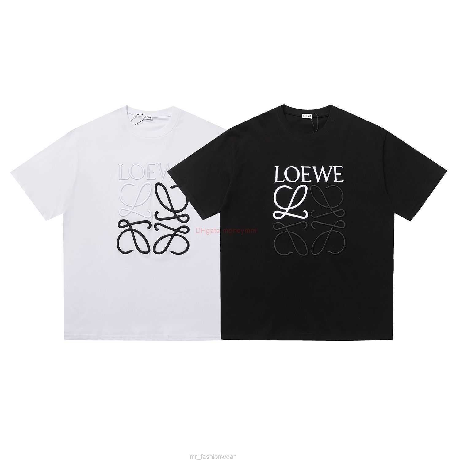 

Designer Fashion Clothing Tees Tshirts Loewe 2023ss Summer New Contrast Embroidery Short Sleeve T-shirt Luxury Casual Streetwear Tops Rock Hip hop Shirts for sale, Black