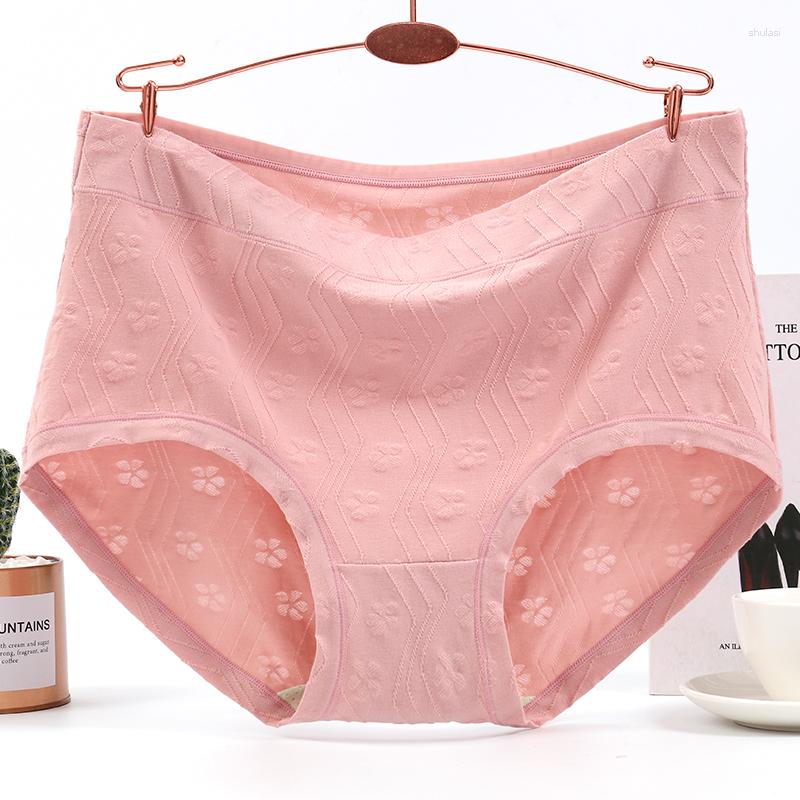 

Women's Panties Plus Size High Rise Women Good Breathable Cotton Embroidery Briefs Lady's Underwear Underpants Intimates, Peach