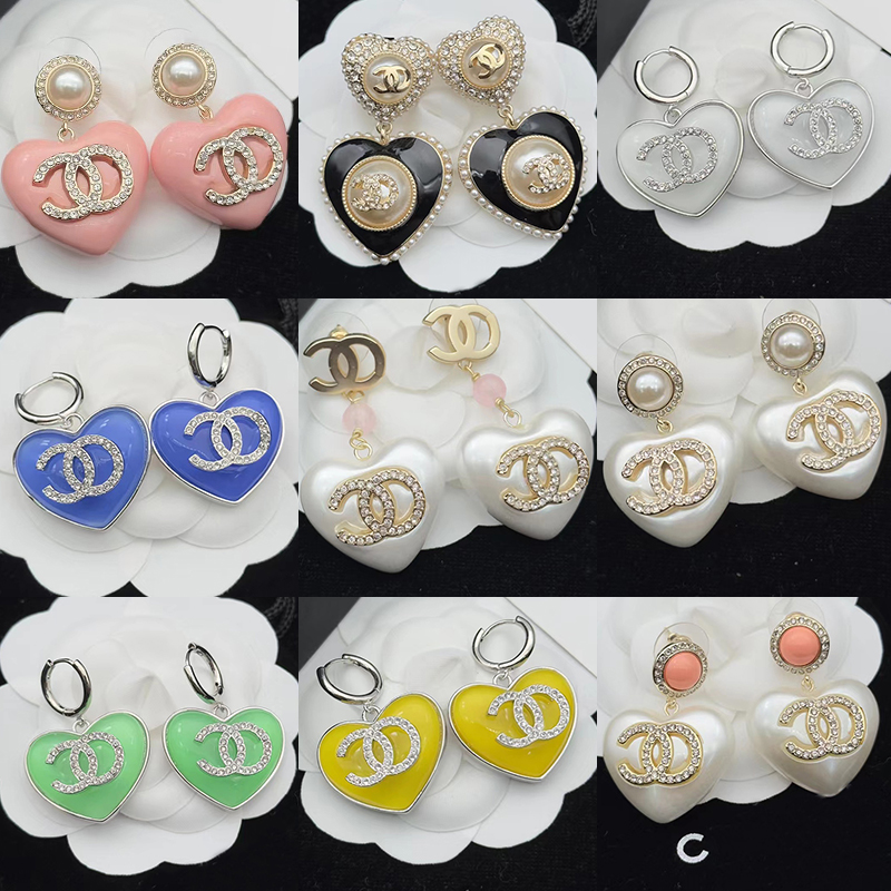 

2023 Brand Classic Heart shaped CC Earring Fashion Women's Designer Earring High Quality S925 Silver Crystal earring Jewelry