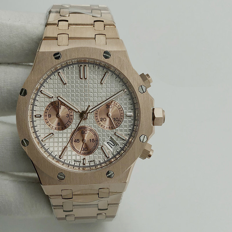 

High quality luxury men's watch quartz movement stainless steel strap sports version VK Chronograph waterproof watch, Color 11