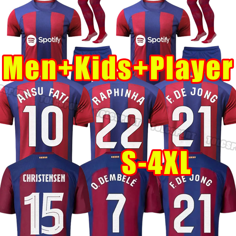 

Fans Player ANSU FATI soccer jerseys 23 24 RAPHINHA LEWANDOWSKI PEDRI ADAMA FERRAN 2023 2024 S. ROBERTO F. DE JONG DEST shirt men Barcelones DEMBELE kids full set 3XL 4XL, Home