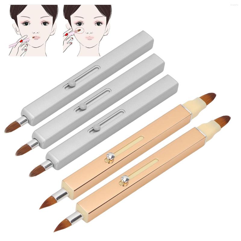

Makeup Brushes Retractable Lip Brush Double Ended And Single Nylon Bristle Portable