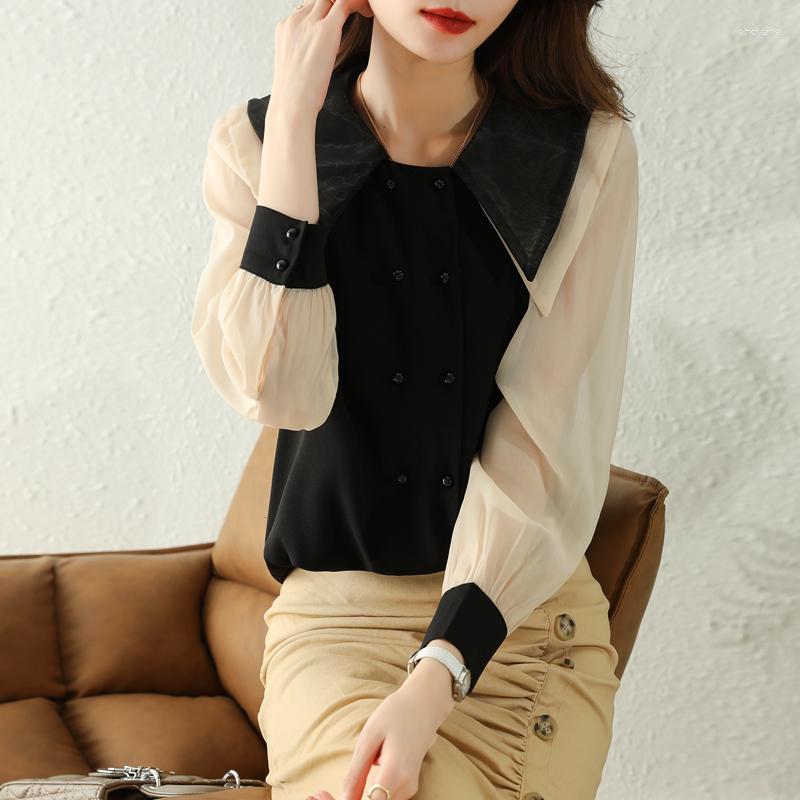 

Women' Blouses Women' Elegant Office Blouse Female Casual Shirts Ladies Chic Printing Long Sleeve Women Fashion Luxury Mujer Blusas, Black