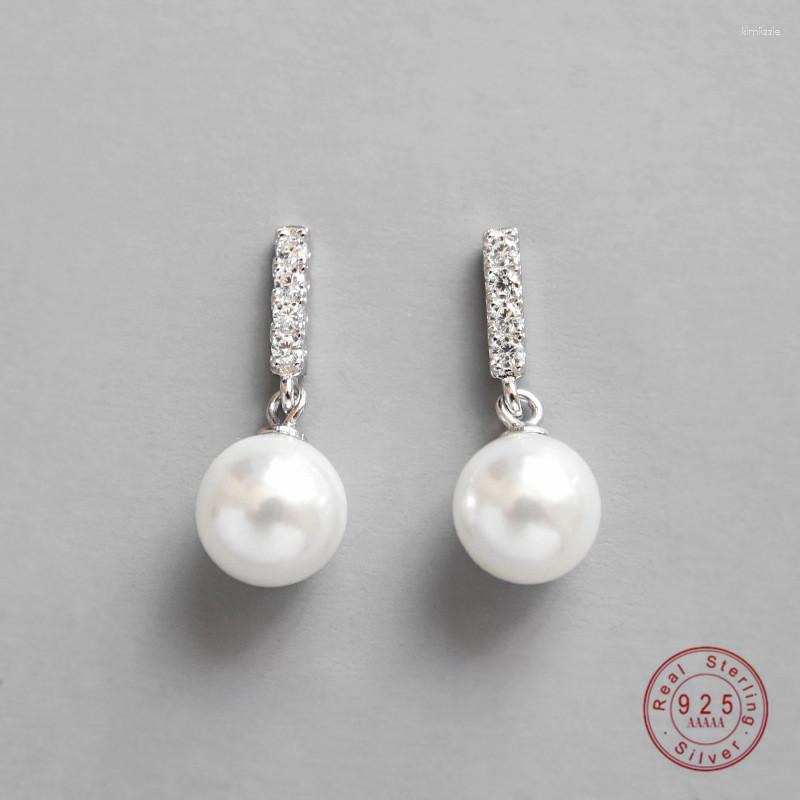 

Stud Earrings HI MAN Korea INS Elegant Crystal Pearl S925 Sterling Silver Women Noble Temperament Birthday Gift Jewelry