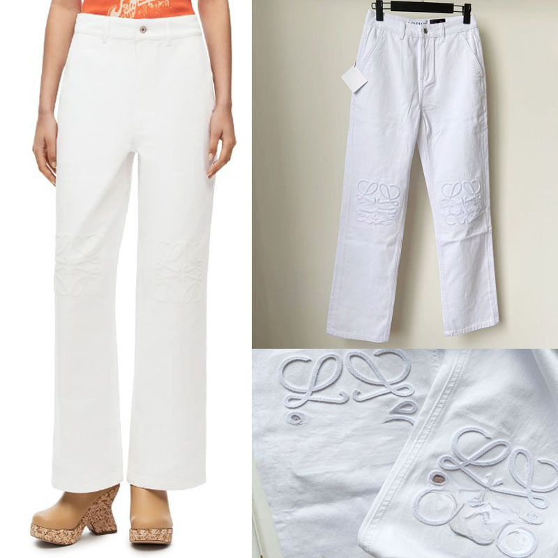 

LOE Anagram 1846 Fashion Classic Trendy Luxury Designer Cloth New Towel Embroidered LOGO Decoration Casual Super Versatile White Straight Barrel Jeans Women, Tag