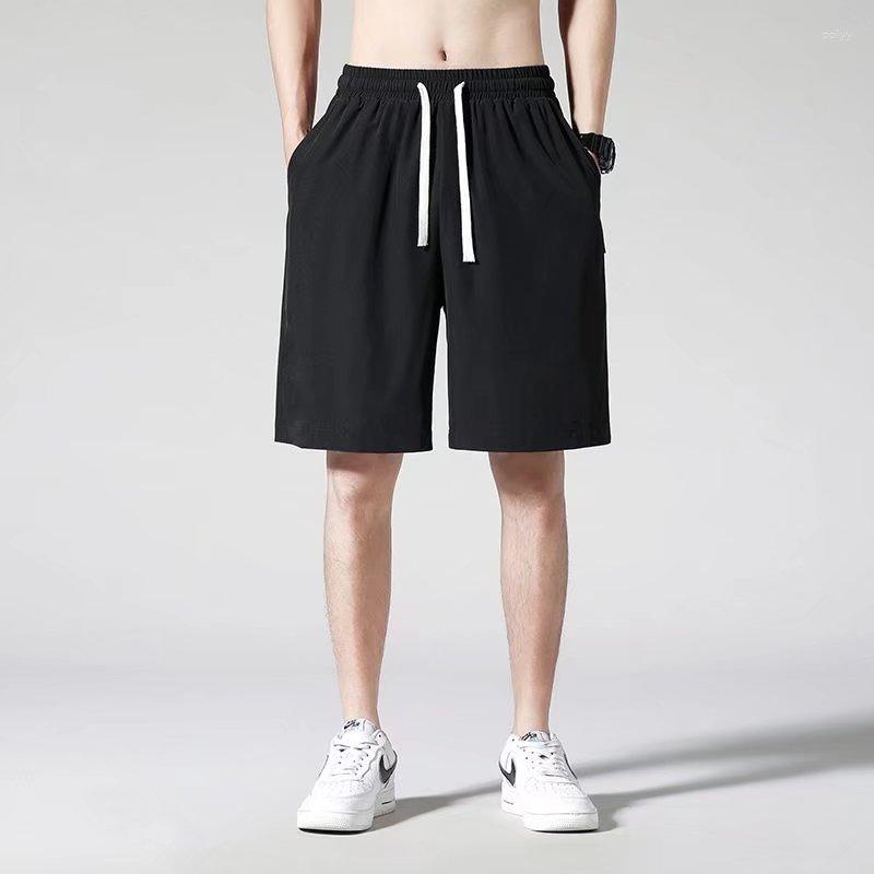 

Men's Shorts Summer Casual Loose Straight Cool Thin Ice Silk Men's Fitness Sports Basketball Running Pants, Dk01 white