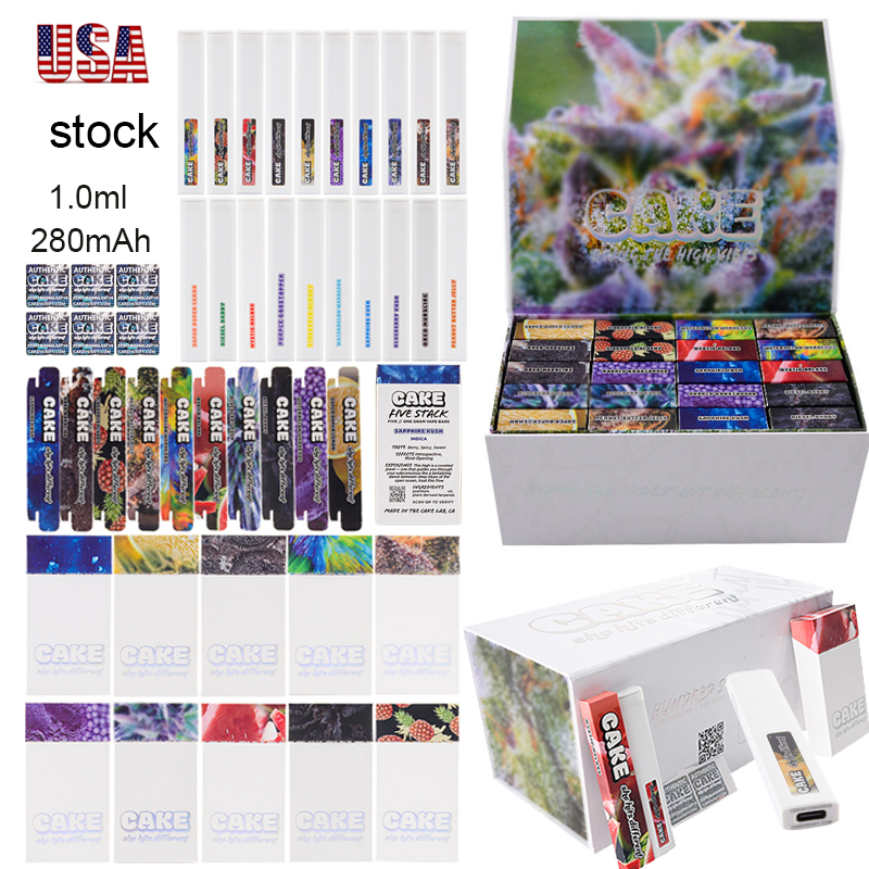 

USA Stock Cake Gen 6 She Hits Different Disposable Vape Pen Vape Bar Rechargeable E Cigs 1ml Empty Device Pods 280mAh Battery Type C Charger Start Kits Preheat Bar