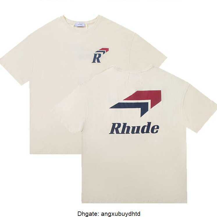 

Designer Fashion Clothing Tees Hip hop TShirts Rhude American Trend Brand r Letter High Street Hip Hop Street Loose Apricot Summer T-shirt Men Loose Streetwear