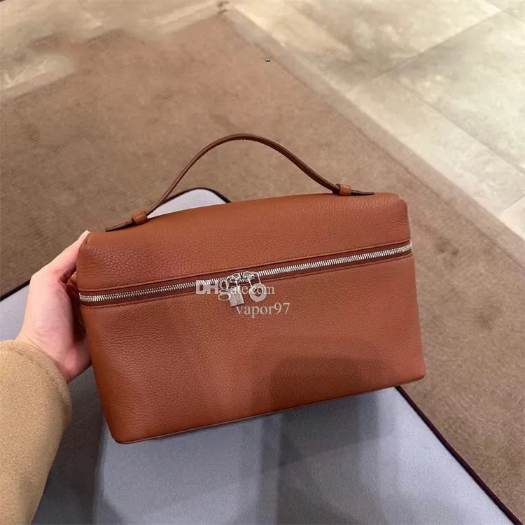 

2023 Womens shoulder bags fashion Extra Pocket L19 Ostrich pattern genuine leather Loro piana designer top quality Two way zipper handbags