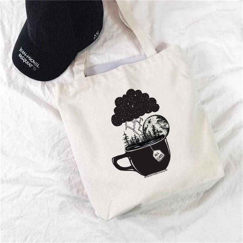 

Shopping Bags Harajuku Retro Ladies Cartoon Print Bag Large Capacity Fashion Casual Shoulder Handbag Canvas Grocery Sh, 26