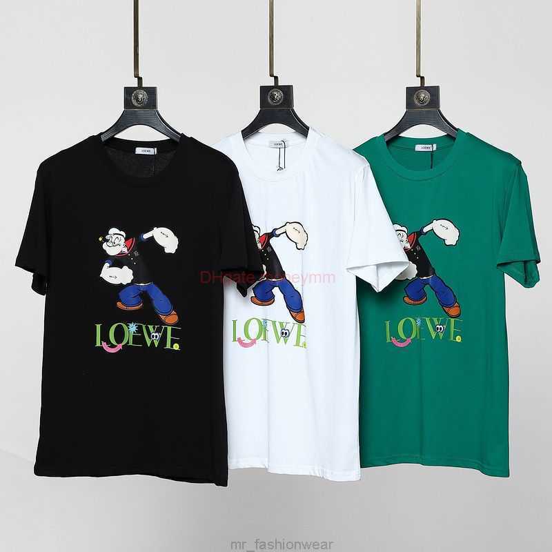 

Designer Fashion Clothing Tees Tshirts Summer Loewe High Edition Short Sleeve Cotton Tshirt Mens Ins Fashion Brand Popeye Cartoon Couple Shirt Luxury Casual Street, Olive