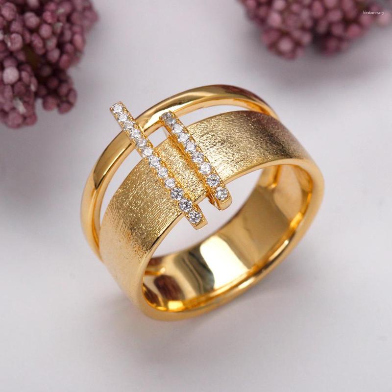 

Cluster Rings Bride Talk Frosted Finger Ring Cross Line Cubic Zirconia Steel Emery Women Fashion Pretty Bridal Jewelry Accessories