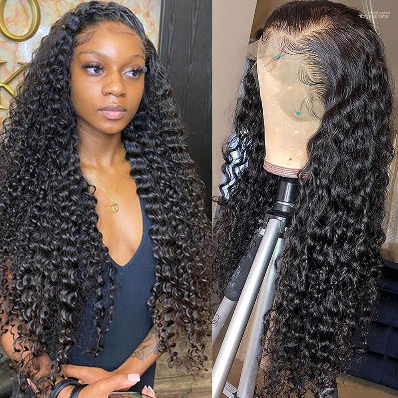 

13x6 Deep Curly Frontal Wig HD Transparent Wave Lace Front Human Hair Wigs For Women Remy 13x4 Brazilian, Picture shown