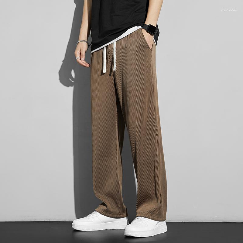 

Men's Pants Men Solid Color Wide Leg Casual Trousers 2023 Fashion Breathable Thin Loose Straight Male, Black