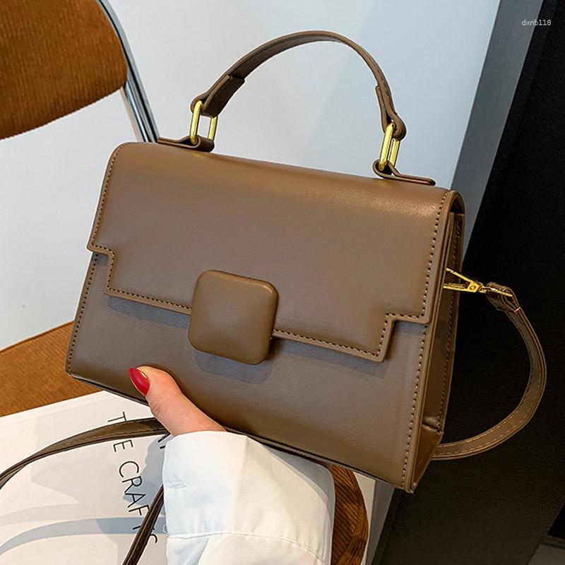 

Evening Bags Vintage Shoulder Bag Pu Leather Travel Square Purse Luxury Designer Handbag Bolsas For Women Women's Female Tote 2023 Trend, Khaki