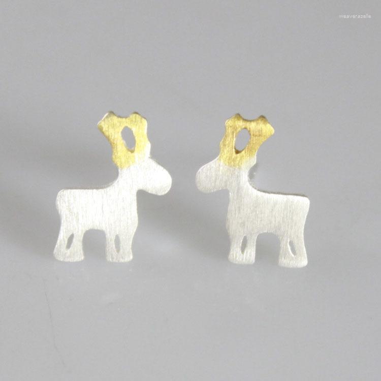 

Stud Earrings 925 Sterling Silver For Women Romantic Lady Fashion Jewelry Antler Color Korean