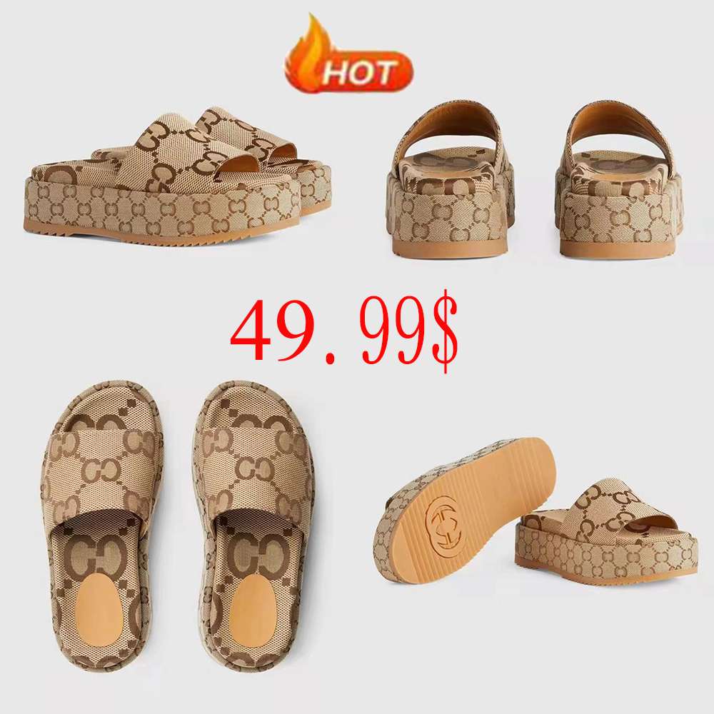 

Luxury Slippers Slide Brand Designers Women Ladies Hollow Platform Sandals Women's Slide Sandal With Lnterlocking G Lovely Sunny Beach Woman GGs Shoes Slippers, #1