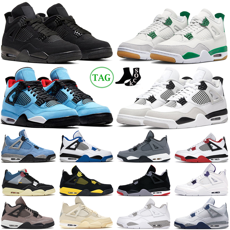 

4 4s Basketball Shoes Pine Green Military Black Red Thunder sail bred Seafoam Photon Dust Bordeaux Mens Womens outdoor sneakers sports trainers, #23