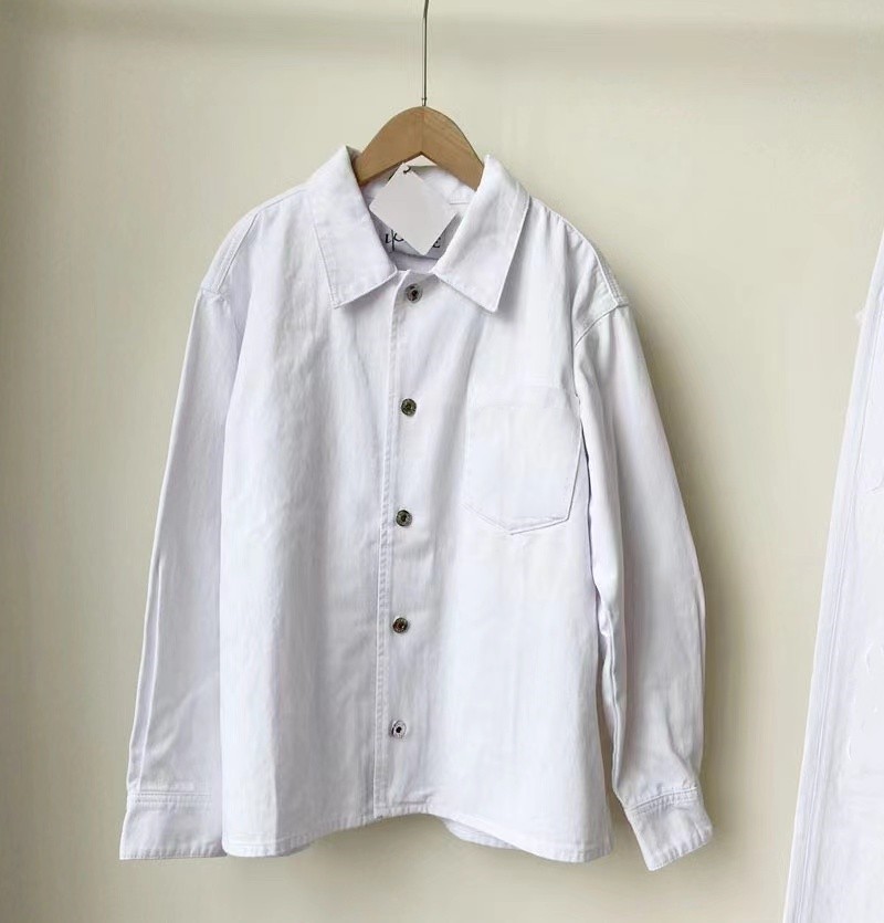 

Designer Women T Shirt Badge Denim Shirt Long Sleeve Anagram Spring Summer Breathable Tee Lapel Neck Tees Letter Embroidery White