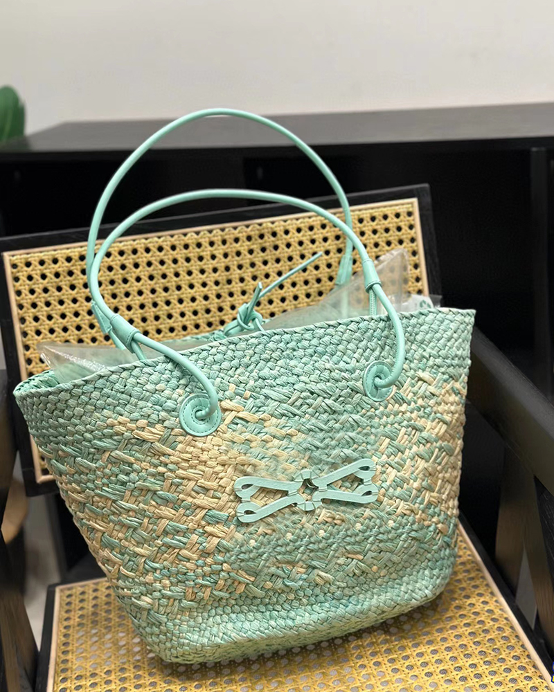 

Designer Beach Bags Womens Fashion Shoulder Bag Totes Summer Straw Casual Shopping Bag Large Basket Woven Holiday Bag Woman Tote Handbag Limited Edition Blue, Beige with brown l*g*