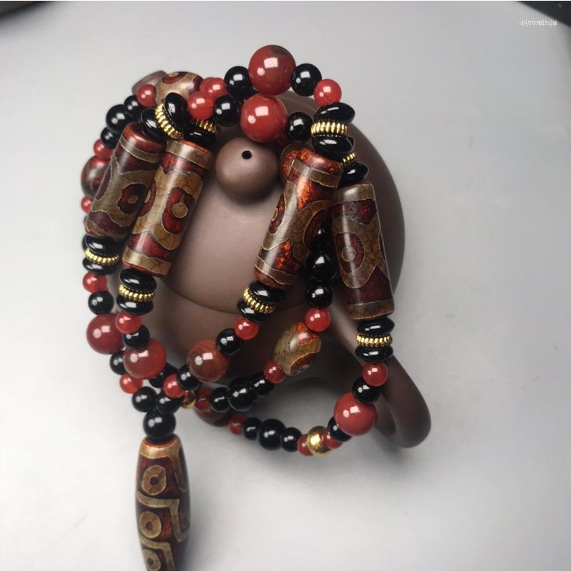 

Chains Selling Natural Dzi Bead Necklace Charm Jewellery Women's Hand-Carved For Women Men Fashion Accessories A012