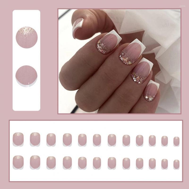 

False Nails 24Pcs Fashion Fake Short Full Cover Women Girls, Sets