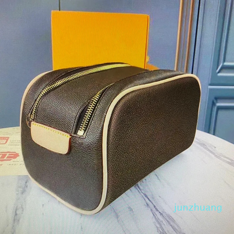 

2023 BAG Men Extra Large Wash Bags Luxurys Designers Make Up Cosmetic Toilet Pouch Women Beauty Makeup Case Double Zippy Kits, Brown flower