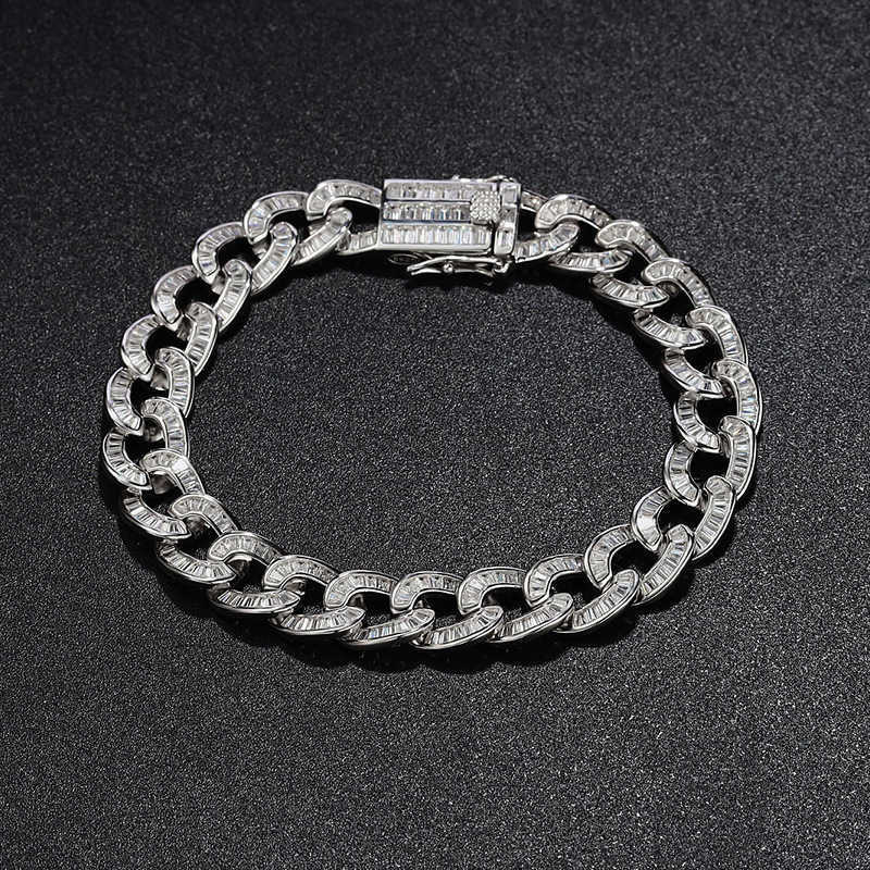 

Couple Cuba bracelet niche design 925 sterling silver hip-hop full of diamonds temperament match Valentine's Day birthday gift 0628