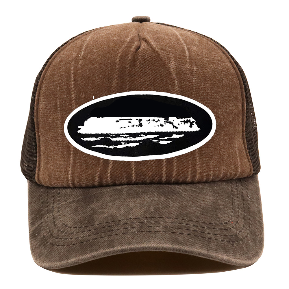 

American Tide brand Truck Cap print washed fashion baseball cap Retro casual hat, Wine red