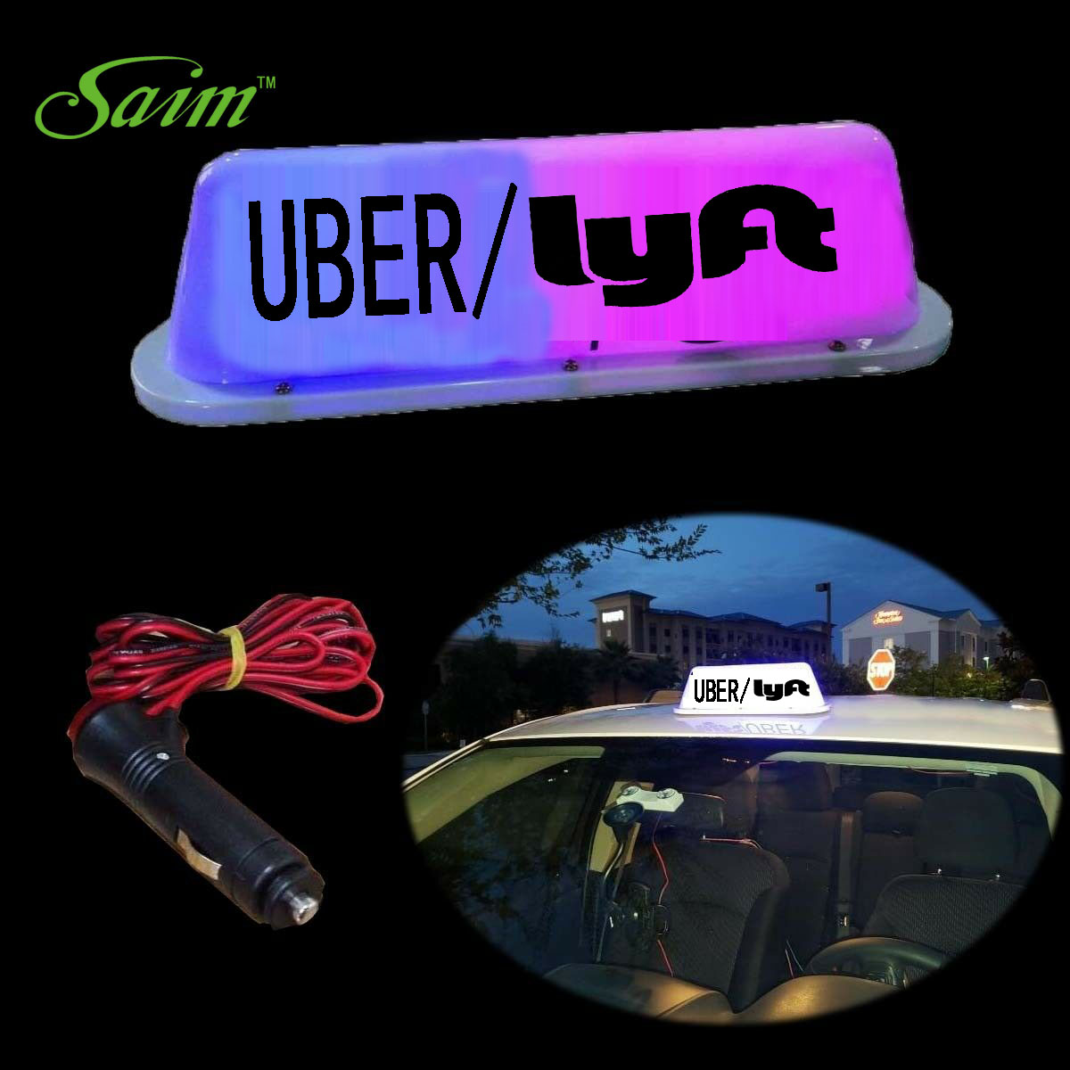 Uber lyft TAXI Sign Light Car Inside Window Cigarette lighter Powered On/Off Switch for drivers-image-668328320