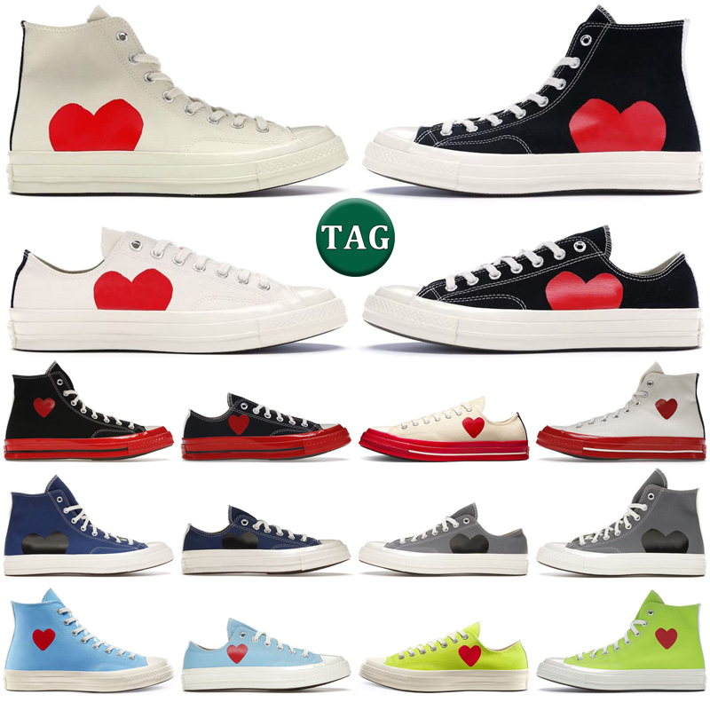 

2023 designer canvas shoes 1970s chuck taylors high low all star comme des garcons PLAY Black White Grey Blue Red Midsole mens trainer outdoor sports sneakers tennis