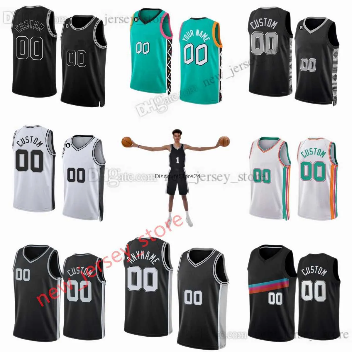 

NBAs 1 Victor Wembanyama 2023 Draft Pick NO1 Custom Basketball Jersey 24 Devin Vassell 35 Romeo Langford Tre Jones Doug McDermott Devonte Graham Zach Collins Jersey, Printed + 6 patch (with team logo)5