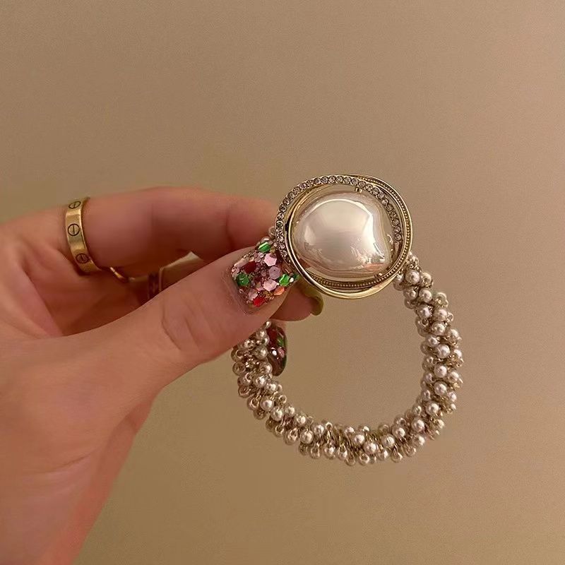 

Heavy Industry Pearl Hair Ring, Pearl Headrope Headwear, New Small Fashion Tie Horse Tail Hair Rope, Light Luxury Hair Accessories