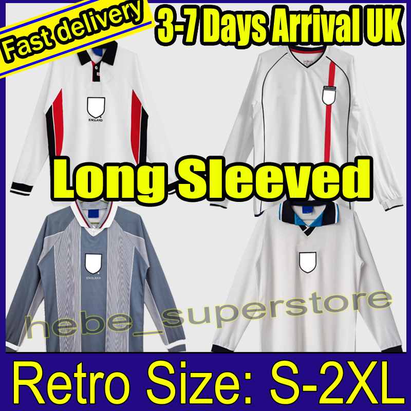 

Retro Long sleeved 1996 1998 2002 Black England soccer jersey Gascoigne SHEARER McManaman SOUTHGATE classic vintage Sheringham home away Beckham football shirt, 96 away (long)