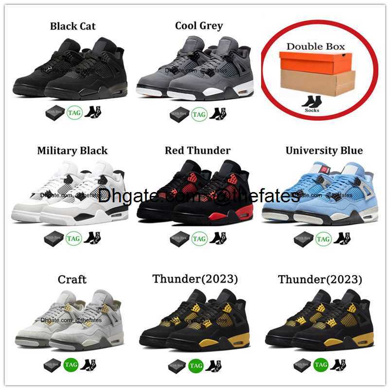 

4s Basketball Shoes Women Men Mens 4 Military Black Cat Red Thunder University Blue Cool Grey Sport Trainer Designer Sneakers Size 36-47 Double Box, #23