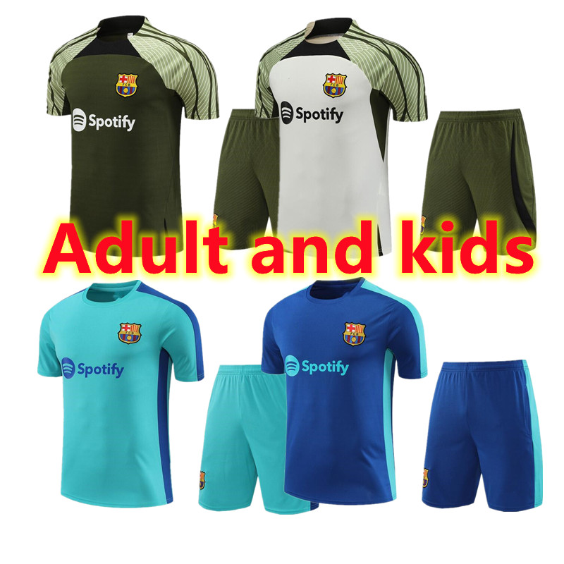 

2024 men kids Barcelona TRACKSUIT soccer Jersey barca SET adult TRAINING SUIT 20 24 Short sleeve vest suit tracksuits Adult and children's sets, White