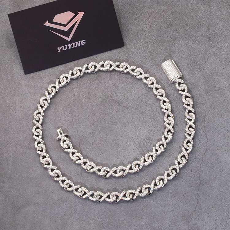 

Fashion Design 925 Solid Silver Iced Out 9mm Wide Set Free Fire Moissanite Diamond Rapper Bracelet Cuban Link Chain