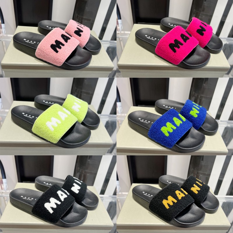 Mar Fuzzy pantoufles été concepteur classique diapositives bas laine laçage chaussures à fond épais SN730