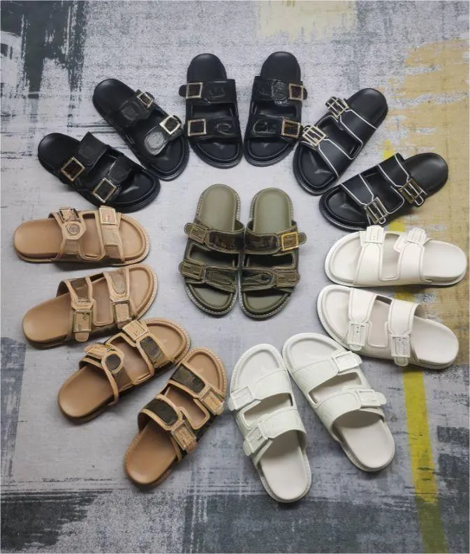 

2023 New Sandals Luxury Designer Women's Slippers Summer Black and White Beige Pink Flat Bottom Men's Sandals Fashion Versatile Simple and Comfortable, Bk#4