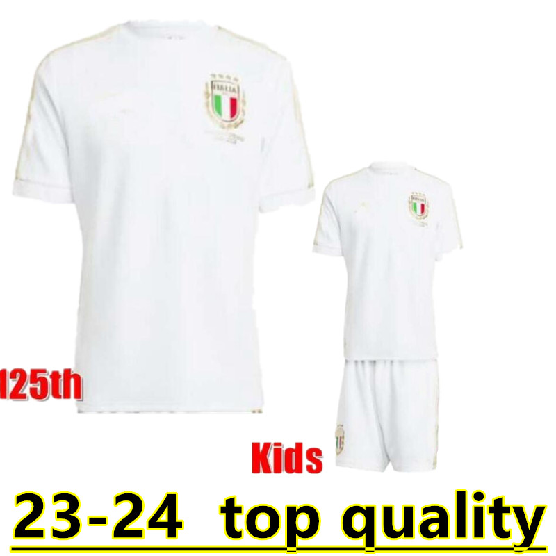 

23 24 Italia CHIESA Soccer Jerseys 2023 125 Years Anniversary Italy RASPADORI VERRATTI BARELLA Shirt TOTTI LORENZO POLITANO special MIRETTI Football uniform S-4XL 8, White