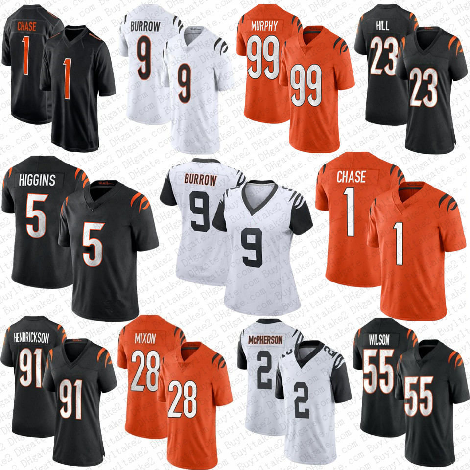 

1 JaMarr Chase 9 Joe Burrow Football Jersey 5 Tee Higgins Mixon Bengals Evan McPherson Sam Hubbard Tyler Boyd Logan Wilson Myles Murphy DJ Turner II Ted Karras Battle, Mens