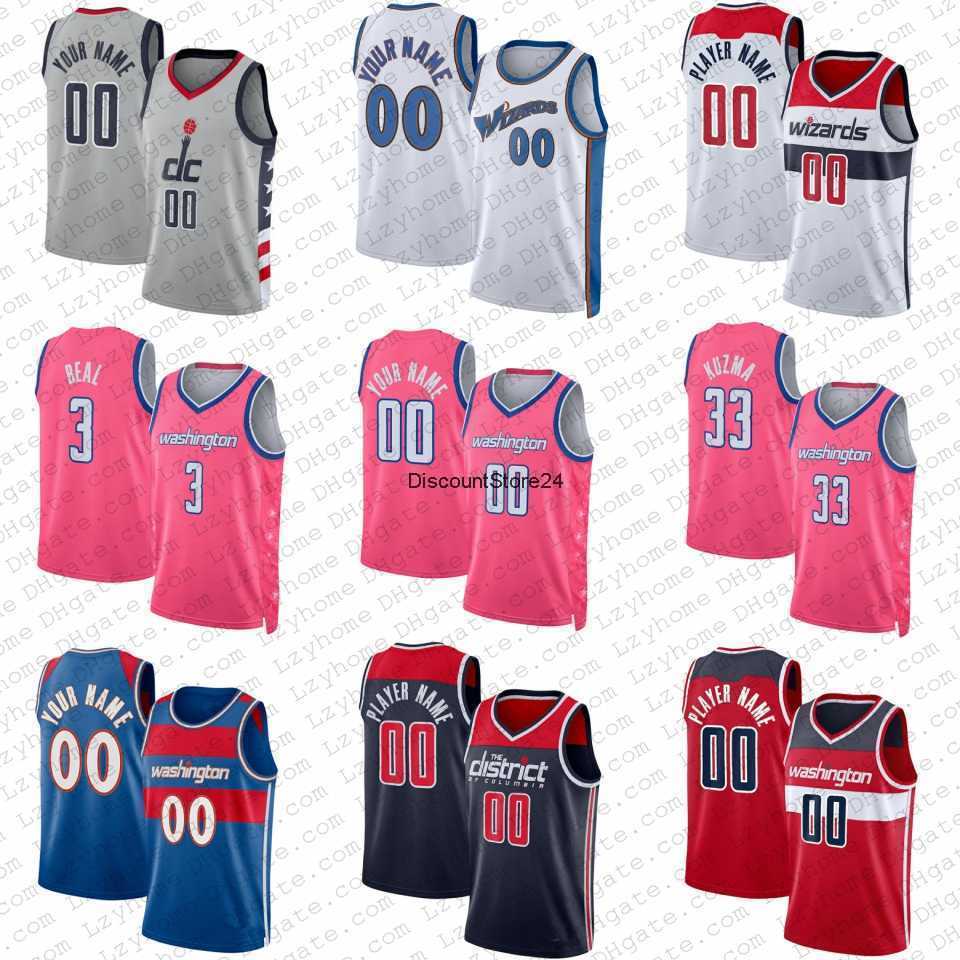 

Custom 3 Bradley Beal Kyle Kuzma Basketball Jerseys Kristaps Porzingis Washingtons Will Barton Wizard Deni Avdija Rui Hachimura C''NBA''Basketball Jerseys, Mens