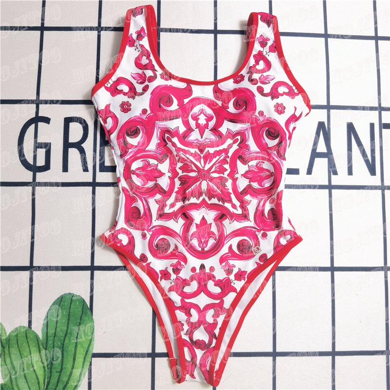 Vintage Pattern Swimsuit Women Designer Bikini For Summer Sexy Backless Padded Bathing Suit Fashion Swimwear-image-879234121