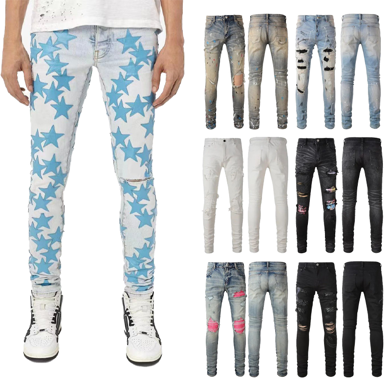

Mens designer jeans skinny jeans desig pants Long hippop Sticker Embroidery Slim Denim Straight streetwear Skinny pants wholesale size 30-40, No.20