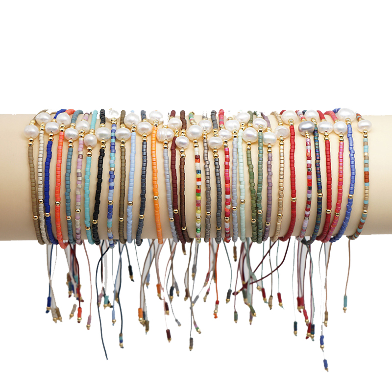 

Bohemian Pearl Woven Bracelet Natural Freshwater Pearl Beaded BraceletFashion Accessories 9 Colors