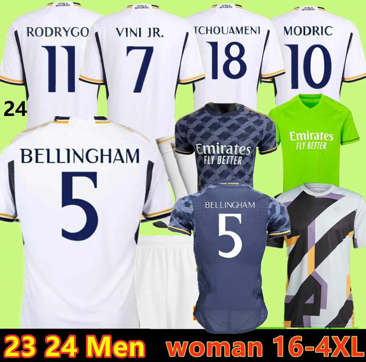 

3XL 4XL 23 24 fans Player Version Soccer Jerseys BENZEMA RODRGO BELLINGHAM 2023 2024 VINI JR football shirt camiseta futbol men kids kit women MODRIC rEAl maDriDS 118, S-4xl