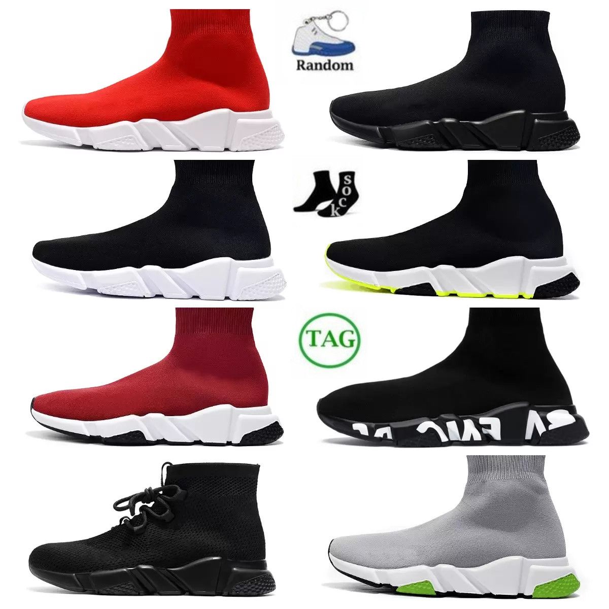 

Trainers Speeds 2.0 Shoes Platform Sneaker Men Women Tripler S Paris Socks Boots All Black White Blue Light Sliver Brown Ruby Graffiti Vintage Luxury Designer No Box, 17
