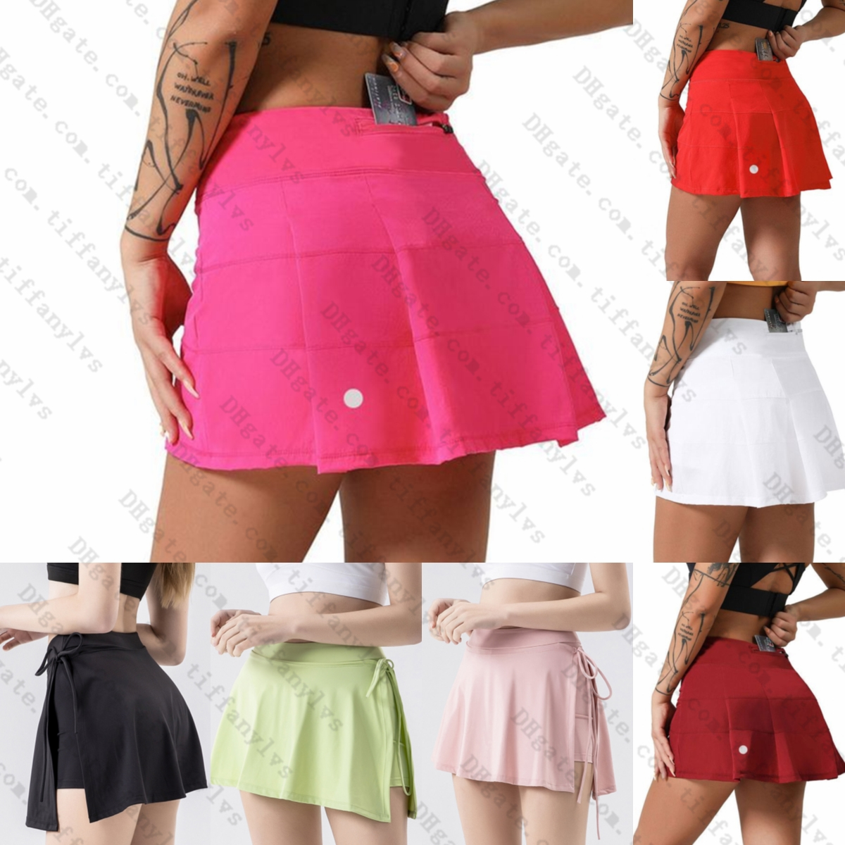 

lulus Pleated Tennis Skirt Lemens Women Gym Clothes Sports Shorts Female Running Fitness Dance Yog Underwear Beach Biker Golf Skirts High Quality, L22