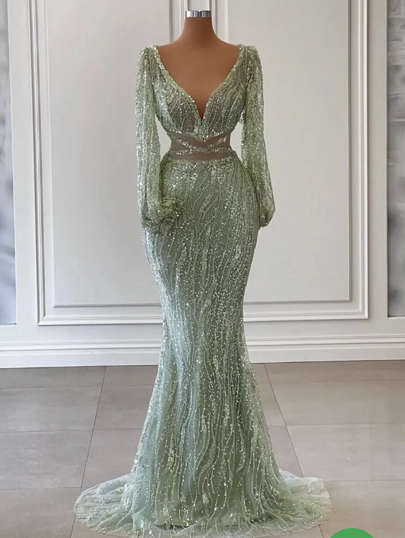 

2023 Aso Ebi Mint Mermaid Prom Dress Sequined Lace Evening Formal Party Second Reception Birthday Bridesmaid Engagement Gowns Dresses Robe De Soiree ZJ636, Light sky blue