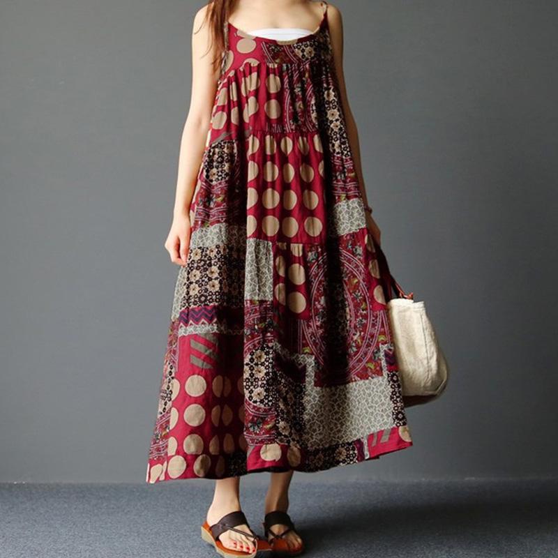 

Dresses Women Cotton Linen Boho Maxi Dress Big Size Sleeveless Spaghetti Strap Summer Loose Casual Kaftan Vestidos Long Oversized Dress, Blue